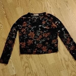 Ginger G Black Top with Orange Floral Design